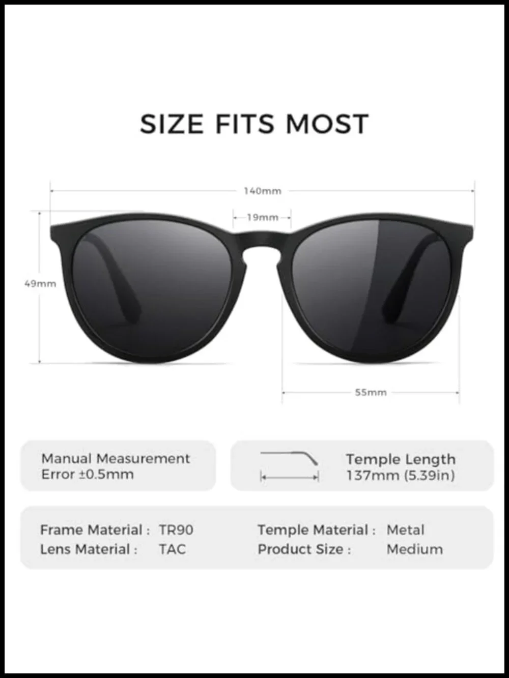 Premium Vintage Round Sunglasses, Polarized UV400 Protection, Lightweight TR90